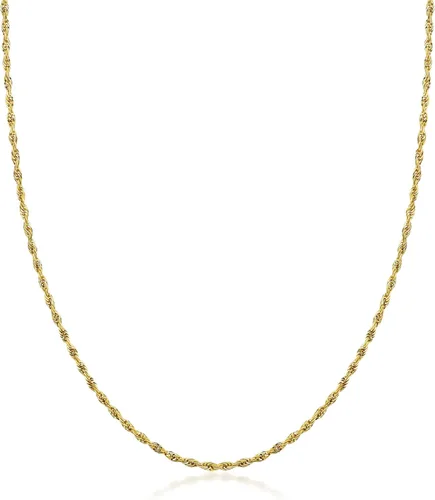PORI JEWELERS 14K Yellow Gold 1.5MM, 2MM, 2.5MM, 3MM, 4MM, or 5MM Diamond Cut Rope Chain Necklace - Sizes 16" -30"