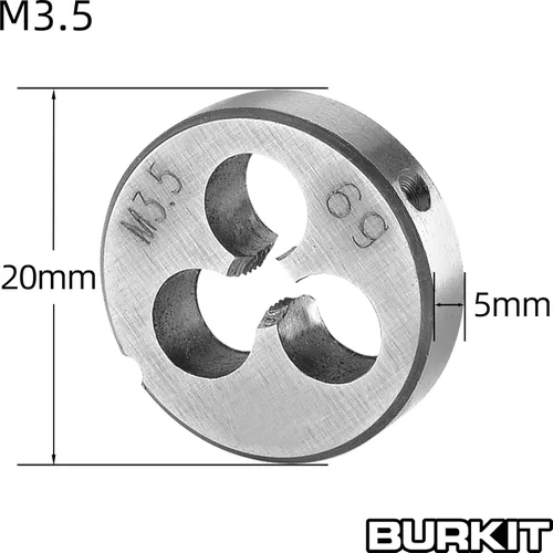 Vista 3 de Burkit M3.5 X 0.6 Juego de grifo y troquelado, M3.5 x 0.6 Macho de rosca de máquina y troquel redondo mano derecha