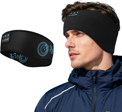 Vista 12 de LC-dolida Paquete de 2 auriculares para dormir, calentador de oídos, Bluetooth 5.4, para deportes de invierno, para clima frío, con micrófono