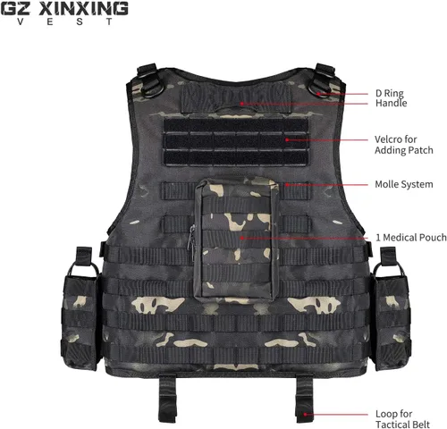 Vista 8 de Chaleco GZ Xinxing táctico para paintball, color negro