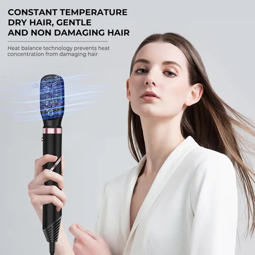 Vista 3 de Hair Dryer Brush & 5 in 1 Blow Dryer Brush,High-Speed Negative Ionic Hot Air Brush with Interchangeable Brush Head Foldable Hair Dryer with Comb for