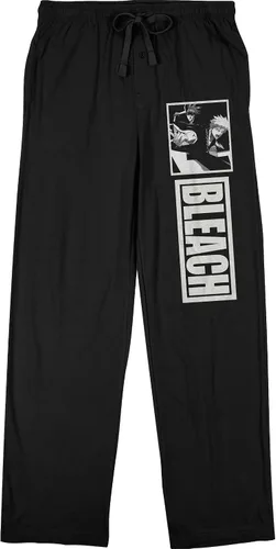 Bioworld Bleach Anime - Pantalones de pijama con cordón y estampado gráfico para hombre, color negro