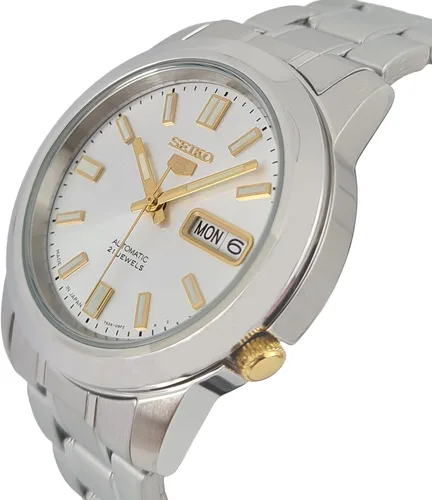 Vista 2 de SEIKO Serie 5 Reloj automático de fecha y día plateado para hombre SNKK09J1, Negro