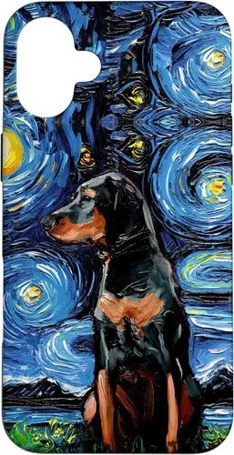 Vista 23 de Black and Tan Coonhound Starry Night Art – Dog Lover Gift Case for iPhone 17