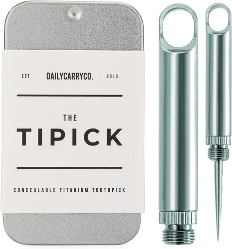 Vista 13 de DAILYCARRYCO. Soporte para palillos de dientes de titanio TiPick - Portátil de metal para viajes - Palillo mondadientes reutilizable EDC micro
