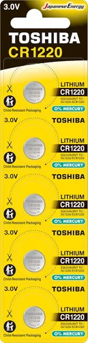 Vista 5 de Toshiba CR1220 - Paquete de ampolla resistente a los niños de celda de moneda de litio de 3 V (2 baterías)
