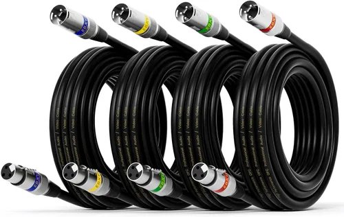 Vista 10 de EBXYA Cable XLR de 2 pies, paquete de 2 cables DMX equilibrados, cable de micrófono macho a hembra de 3 pines para altavoces, mezclador, iluminación