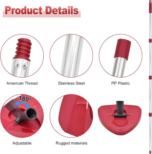 Vista 4 de Mango de trapeador para Ocedar, Mango de trapeador para O Cedar, Palo de repuesto para trapeadores giratorios y base para Ocedar, Mangos