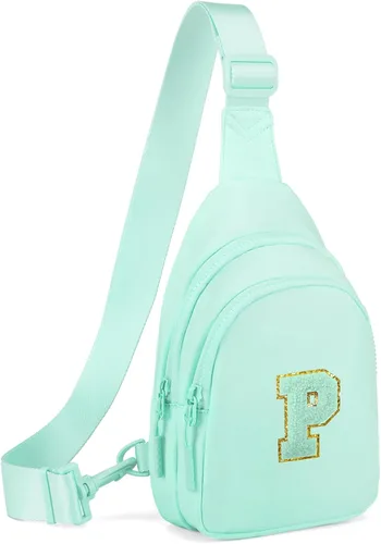 Vista 118 de Viverte Pequeña bolsa con inicial para niñas y mujeres, bonita cangurera cruzada de regalo