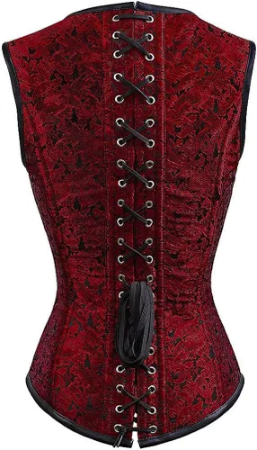 Vista 3 de Charmian Womens Gothic Steampunk Brocade Steel Boned Waist Cincher Corset Vest