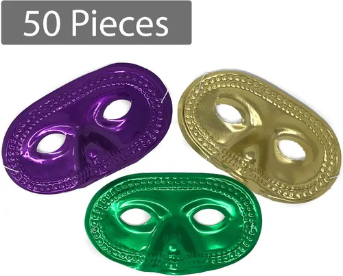 Vista 2 de 50 máscaras Mardi Gras Máscaras metálicas de media fiesta a granel