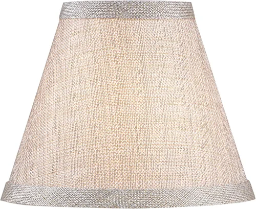 Vista 5 de Aspen Creative 51018-9, pantalla de araña de transición con clip imperio, tela texturizada de lino beige, parte superior de 3 pulgadas x 6 pulgadas