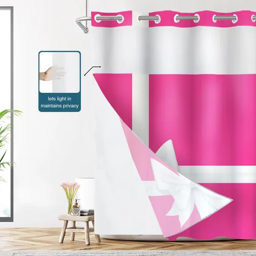 Vista 600 de Shrahala Father and Child Embracing No Hooks Shower Curtain with Snap in Liner Set, Tender Moment Captured Bathroom Décor Polyester Fiber Waterproof