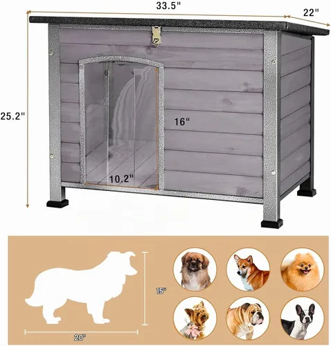 Vista 5 de Casa para gatos al aire libre, refugio para gatos feral, condón para gatos, resistente a la intemperie, pequeña casa de madera para perros, jaula