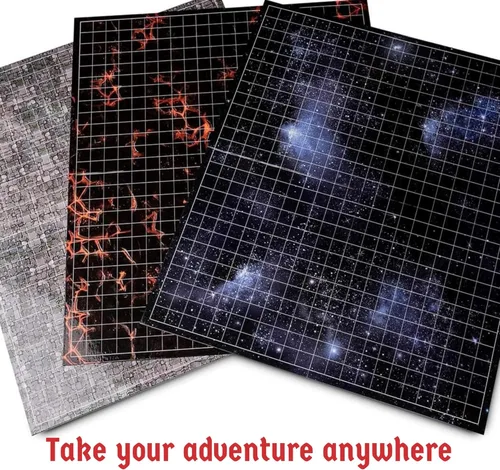 Vista 5 de Hexers Tapete de tablero de juego de roles, terrenos de cuadrícula cuadrada, 8 terrenos diferentes, compatible con Dungeons and Dragons DND