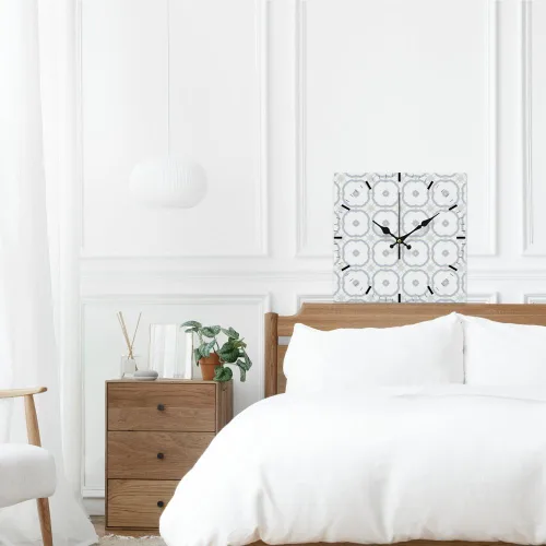 Vista 6 de White Floral Flower Green Star Wall Clock Decorative Wall Clocks Decorative Plug in Clock Battery Operated Clocks Garage for Kitchen Bathroom