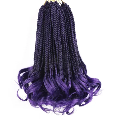 Vista 47 de Cabello de ganchillo con rizos franceses, trenzas de cabello de ganchillo con puntas rizadas, 14 pulgadas, preenlazadas, trenzas de caja tipo diosa