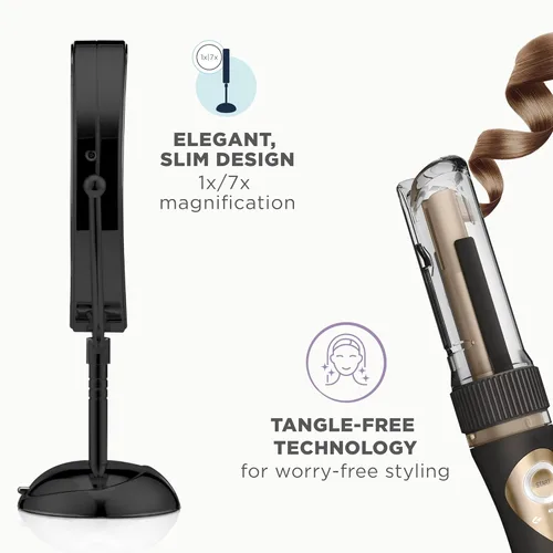 Vista 5 de Conair Paquete de Edición Limitada INFINITIPRO by CONAIR Curl Secret Plancha Rizadora Automática con Barril de 3/4 pulgadas - y - Espejo de Negro