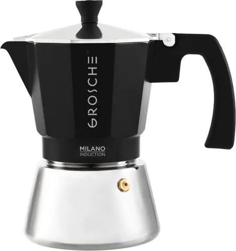 Vista 19 de Grosche Milano Moka Cafetera espresso moca para estufa, de 6 tazas, cafetera cubana, cafetera greca, italiana, percoladora, esmoquin