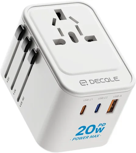 Vista 12 de Adaptador de viaje universal, adaptador de enchufe de viaje internacional con 2 puertos USB-C y 2 puertos USB-A, con toma de corriente AC adicional