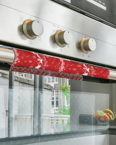 Vista 5 de Juego de 2 fundas navideñas para manijas de puerta de refrigerador, lavavajillas, microondas, horno, nevera, estufa, electrodomésticos, accesorios