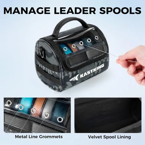 Vista 5 de KastKing BaitSpace Bolsa de gestión de línea, bolsa de almacenamiento de línea de pesca con nailon resistente al agua, ventana transparente, divisor
