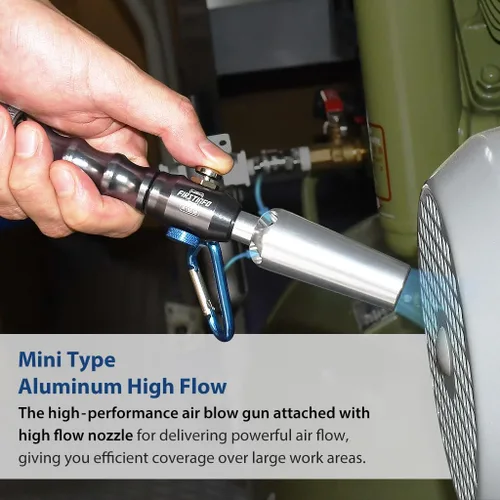 Vista 2 de FIRSTINFO A18538US Mini plumero de aire de aluminio para tormentas de viento, 2 boquillas de alto flujo, flujo ajustable