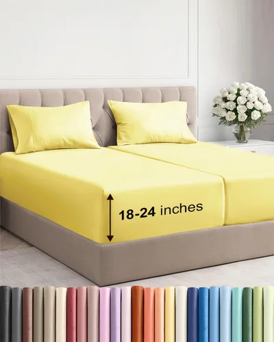 Vista 54 de Sábanas individuales de bolsillo extra profundo, sábanas transpirables y refrescantes de 3 piezas, juego de sábanas de lujo para hotel, suaves, sin