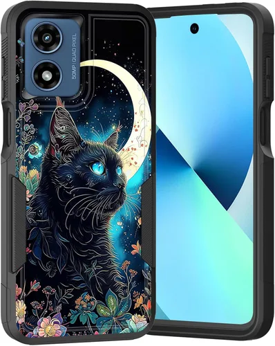 Vista 237 de para Moto G Play 4G 2024, funda de dos capas híbrida resistente y a prueba de golpes, PC duro + silicona suave protectora para Motorola Moto G Play