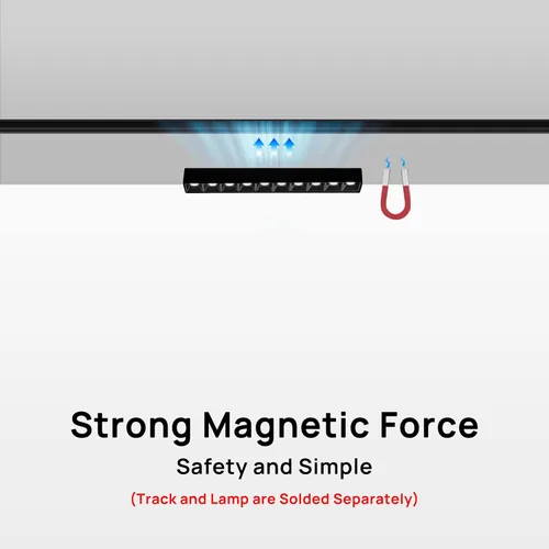 Vista 4 de SCON Sistema de iluminación de riel magnético empotrado de 4 cables montado al ras para cabezal de luz de lámpara LED, sección de riel lineal