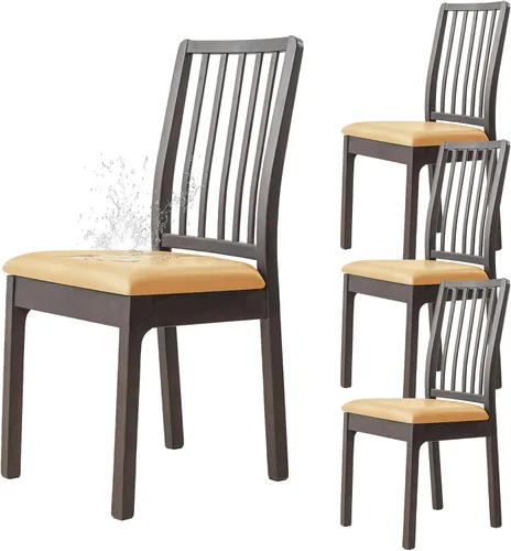 Vista 14 de Dimatic Juego de 2 fundas de asiento para silla, de piel sintética, impermeables, fundas elásticas para sillas de comedor, fundas protectoras