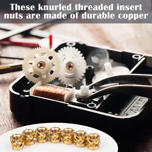 Vista 7 de FERCAISH 100 tuercas moleteadas, insertos roscados de latón para piezas impresas en 3D, tuercas de latón, tornillos de rosca de sarga