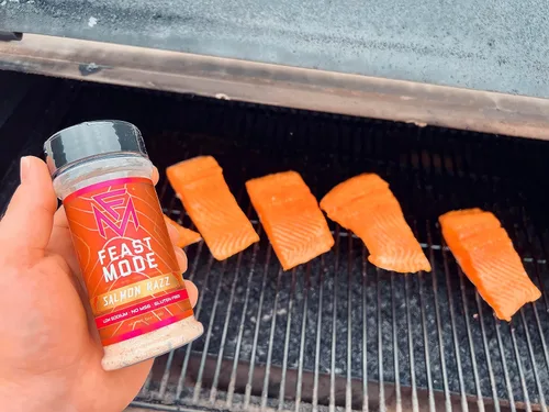 Vista 5 de Feast Mode Flavors Salmon Razz Bajo en sodio Sin MSG Sin gluten Todo natural Condimento de preparación de comidas Saludable Ideal