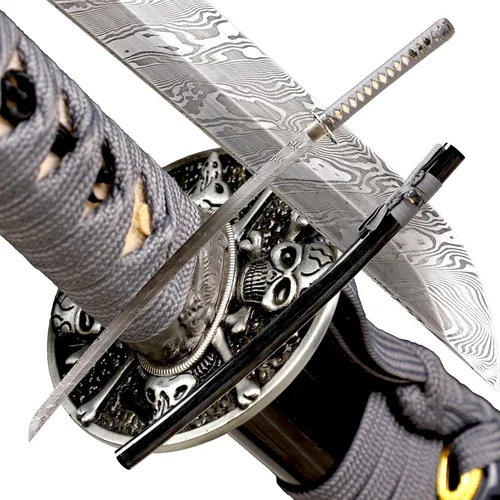 Vista 20 de Espada Katana Japonesa Samurai Hecha a Mano con Saya de Madera de Rayskin Dura, Puede Cortar Bambú