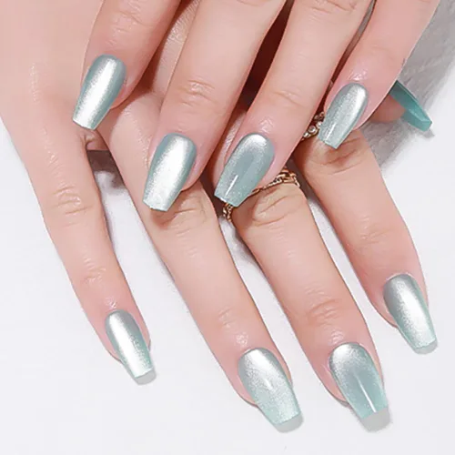 Vista 31 de evpct-Uñas postizas de gel a presión estilo bailarina y ojo de gato; cuadradas y medianas, con pegamento, reutilizables, suaves, acrílicas