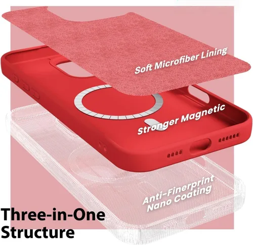 Vista 131 de oakxco Funda de silicona para iPhone 12 Pro Max, magnética, compatible con carga inalámbrica Magsafe, cubierta protectora de goma suave y delgada