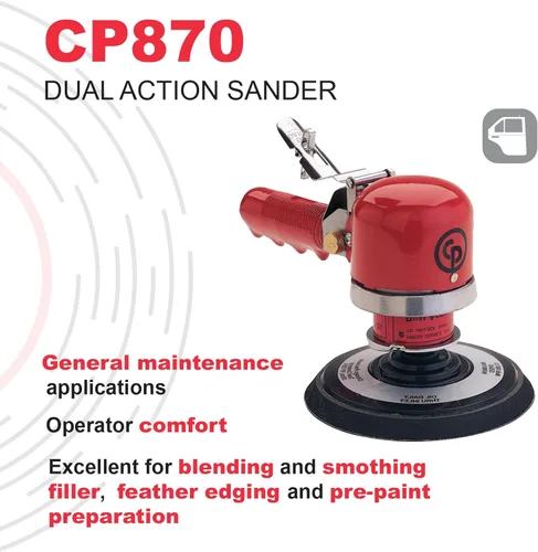 Vista 3 de Chicago Pneumatic CP870 - Lijadora neumática aleatoria/rotativa, mejoras para el hogar, herramientas para trabajar la madera, eliminación de óxido