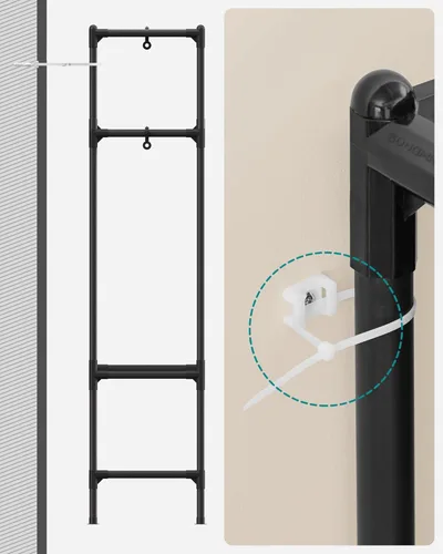 Vista 8 de SONGMICS Perchero de ropa resistente, armario portátil independiente de 65 pulgadas con rieles y estantes colgantes, carga total de 242 libras