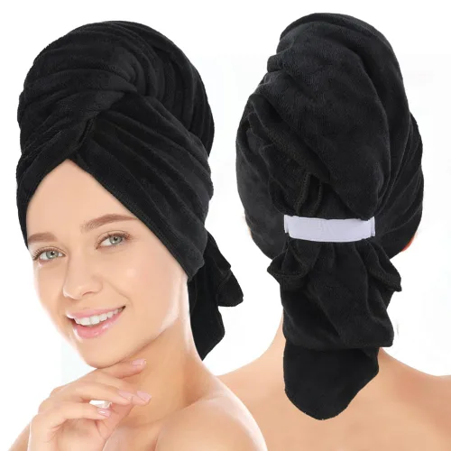 Vista 12 de SUNLAND Toallas de microfibra para el cabello, toalla de secado de cabello antiencrespamiento, súper absorbentes, de secado rápido, turbantes