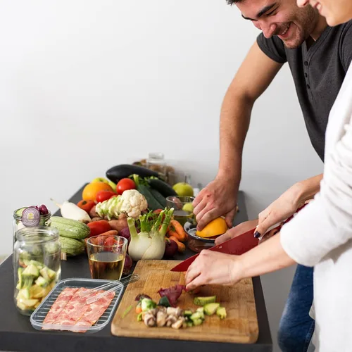 Vista 7 de Paquete de 4 recipientes de tocino para refrigerador, recipiente de carne de delicatessen para refrigerador con tapas, recipientes herméticos
