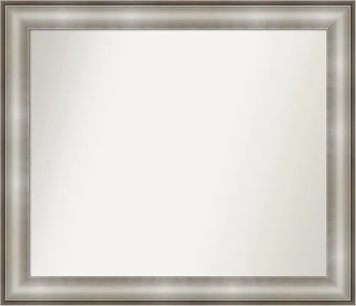 Vista 29 de Amanti Art Espejo de baño plateado para sobre el fregadero, 28 x 37 pulgadas, elegante espejo rectangular de peltre cepillado, marco de madera