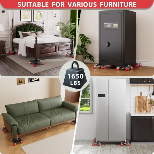 Vista 6 de ONEON - Furniture Mover Ultra, movedor de muebles con 8 ruedas, para mover objetos pesados, plataforma de perfil bajo con ruedas dobles, paneles
