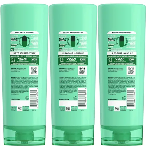 Vista 2 de Garnier Fructis Pure Clean - Acondicionador hidratante, 12 onzas líquidas, 3 unidades (el embalaje puede variar)