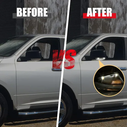 Vista 4 de X AUTOHAUX 1 par de luces de señal de giro de espejo delantero izquierdo lado derecho lado del pasajero para Dodge para Ram 1500 2009-2013 2500