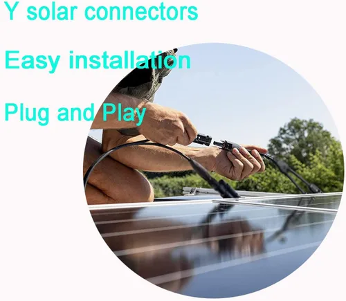 Vista 6 de Conector solar Y, cable paralelo de rama en Y, adaptador de conector solar 1 a 2 macho hembra, 10AWG 45A impermeable IP68 40CM cable, para paneles