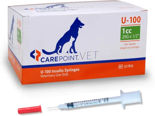 Vista 7 de CarePoint VET - Caja de 100 jeringas de insulina U-100 para mascotas, 28G x 1/2 pulgada 1cc, inyección cómoda, marcas permanentes en negrita