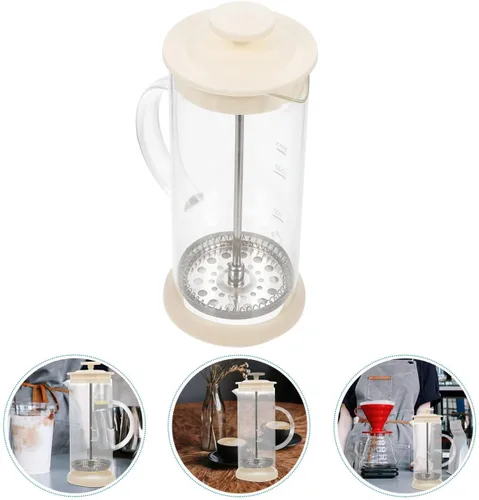 Vista 8 de Angoily Espumador de leche de acero inoxidable, bomba de mano de leche espumador de leche, jarra manual de espuma de café capuchino con mango y tapa