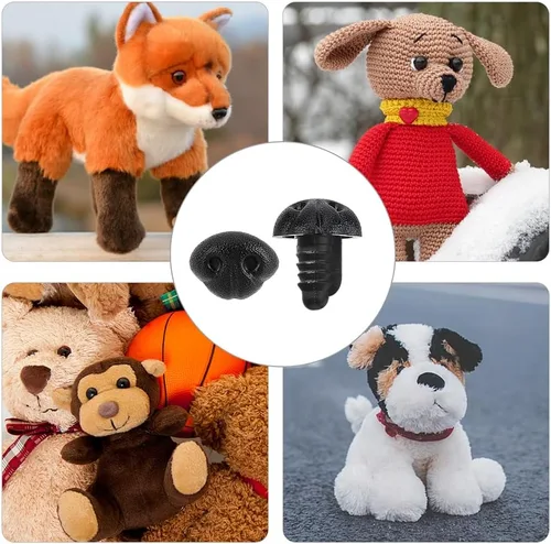 Vista 7 de GORGECRAFT 30 piezas de nariz de seguridad mate de plástico grande, nariz de ganchillo, nariz de perro, oso de peluche negro, suministros