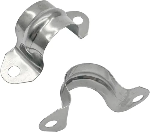 Vista 4 de Correa de dos agujeros de 1/2 pulgada, soporte en U, correa de tubo de acero inoxidable, clip de tensión, kit surtido de abrazaderas rígidas de alta