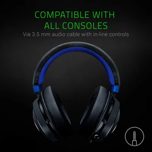 Vista 4 de Auriculares de juego Razer Kraken: estructura de aluminio ligera, micrófono retráctil con cancelación de ruido, para PC, PS4, PS5, conmutador, Xbox